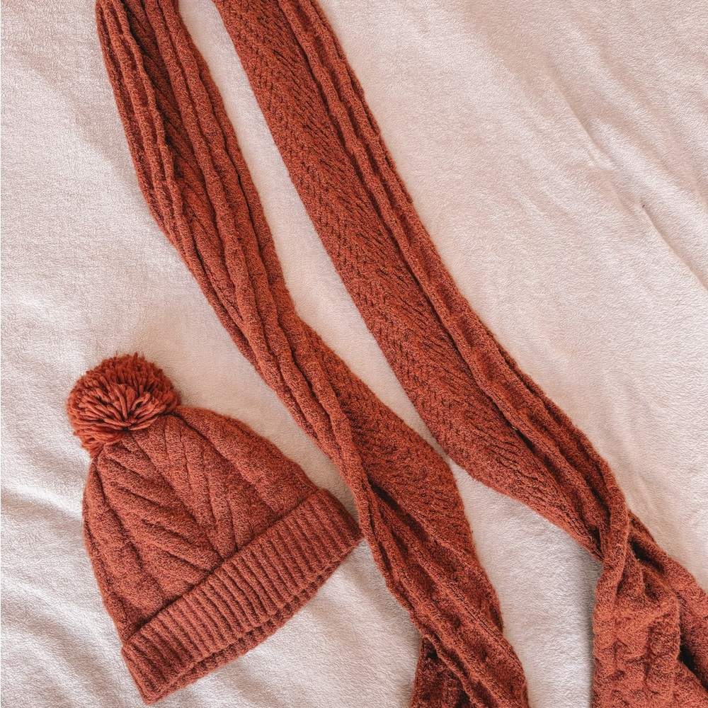 Burnt Orange Winter Hat & Scarf Set